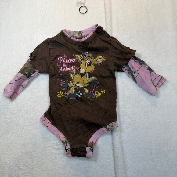 Buck Wear Other - Buck Wear Infant Romper Size 24m One Piece Long Sleeve Camoflauge Pink Princess